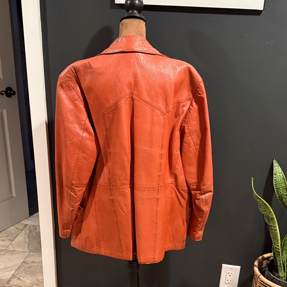 Orange Leather Men's Jacket, Creamsicle if you will - Picture 3 of 3